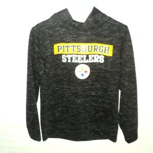 Pittsburgh Steelers Sweatshirt Hooded Youth L 10-12 Dark Gray Striated Long Slv